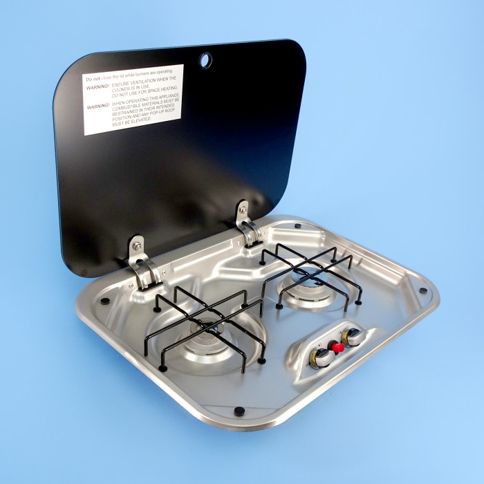 sphere 2 burner gas cooktop with glass lid (480w x 370d)