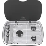 Thetford Argent hob L/H, All Gas, 12V Ign, Black Lid, Matt Nickel Knobs
