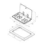 CAN Hoodiny Hob Unit 530 x 340mm (Glass Lid / 2 Burners / Piezo) - Image 3